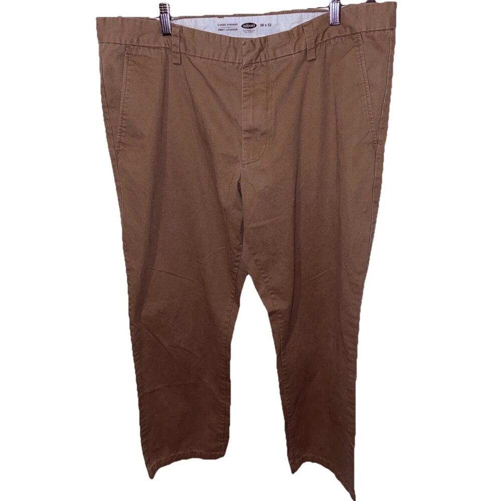 Old Navy Straight Chino Pants Mens Size 38x32 “Doe A Deer”Color Khaki Cotton